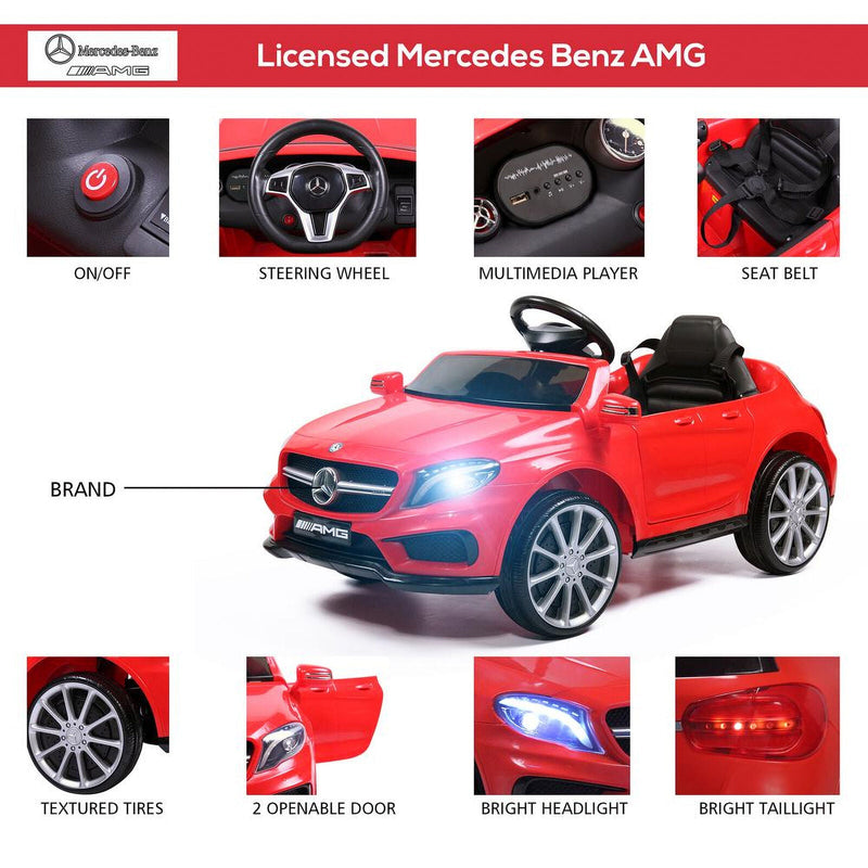 TOBBI 6V Kids Electric Ride-On Mercedes Benz Car in Red