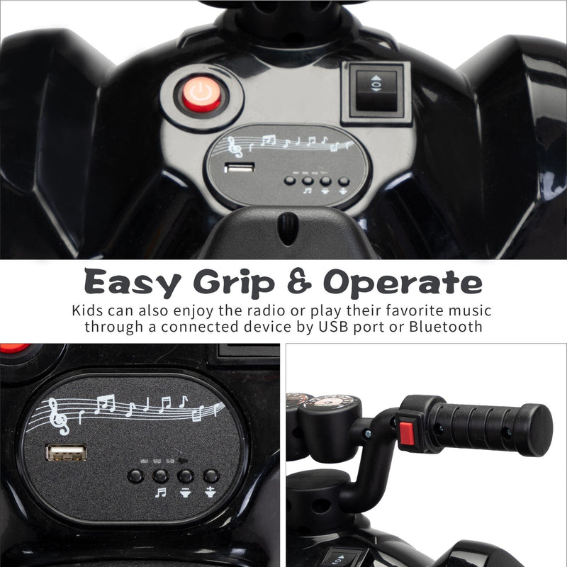 6V Battery-Powered Kids Electric Ride-On ATV Quad Car with Music and LED Lights