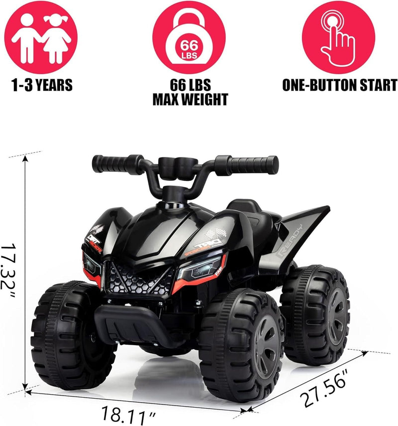 6V Battery-Powered Kids Electric Ride-On ATV Quad Car with Music and LED Lights