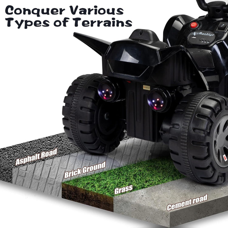 6V Battery-Powered Kids Electric Ride-On ATV Quad Car with Music and LED Lights