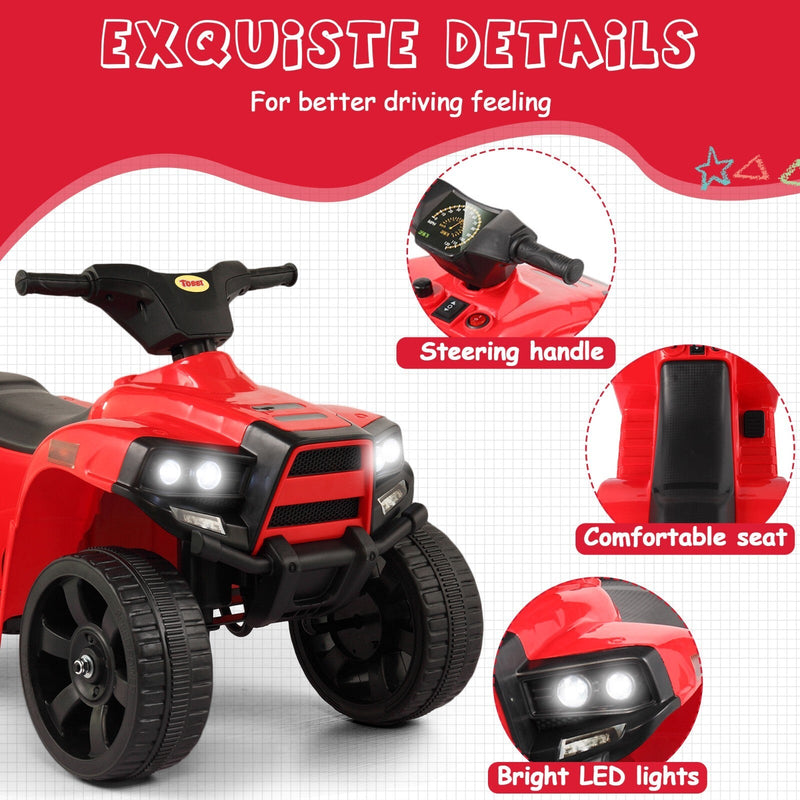 6V Electric Kids Ride-On ATV Quad 4-Wheeler Toy Car with LED Lights