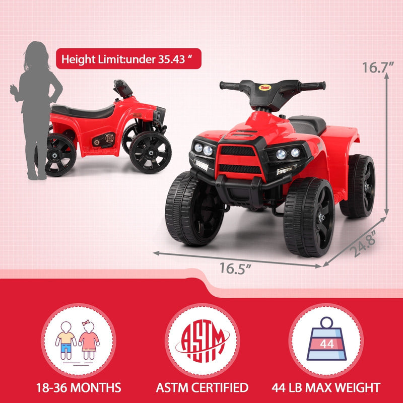 6V Electric Kids Ride-On ATV Quad 4-Wheeler Toy Car with LED Lights