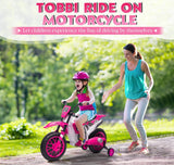 Electric 12V Kids Ride-On Dirt Bike Motorcycle with Training Wheels and 2 Speeds