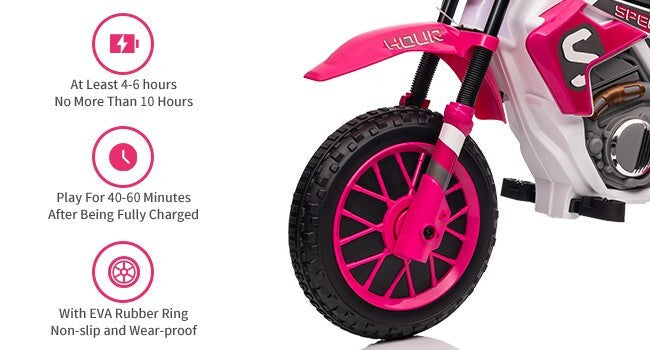 Electric 12V Kids Ride-On Dirt Bike Motorcycle with Training Wheels and 2 Speeds