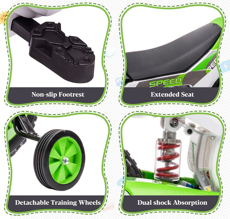 TOBBI Kids Electric Motorbike with Training Wheels - Fun and Safe Ride-On Vehicle