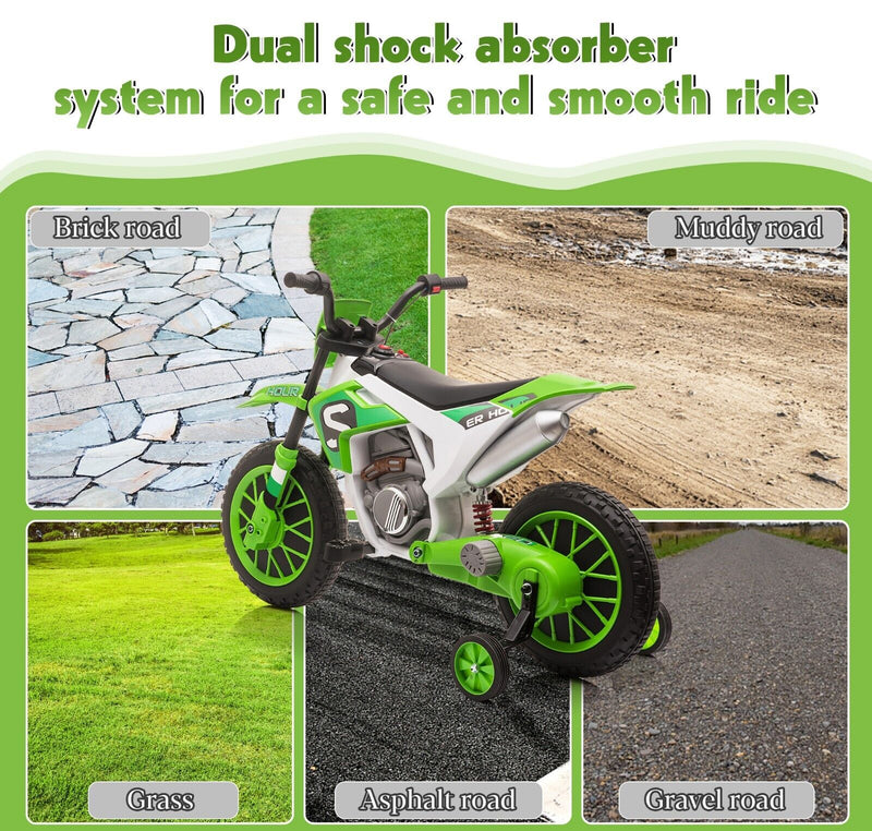 TOBBI Kids Electric Motorbike with Training Wheels - Fun and Safe Ride-On Vehicle