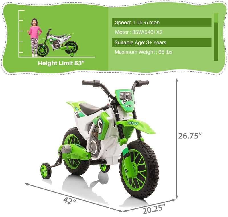 TOBBI Kids Electric Motorbike with Training Wheels - Fun and Safe Ride for Young Riders