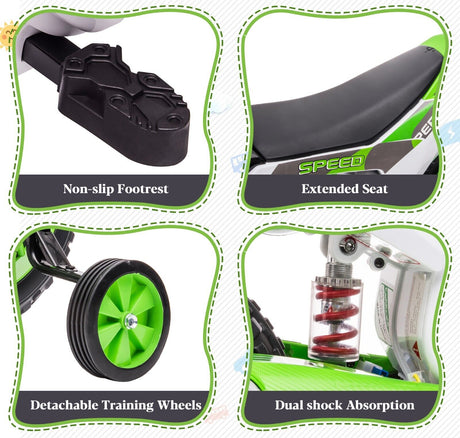 TOBBI Kids Electric Motorbike with Training Wheels - Fun and Safe Ride for Young Riders