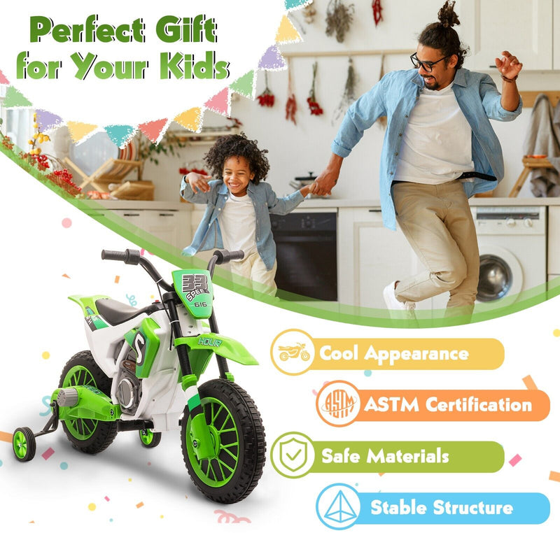 TOBBI Kids Electric Motorbike with Training Wheels - Fun and Safe Ride for Young Riders