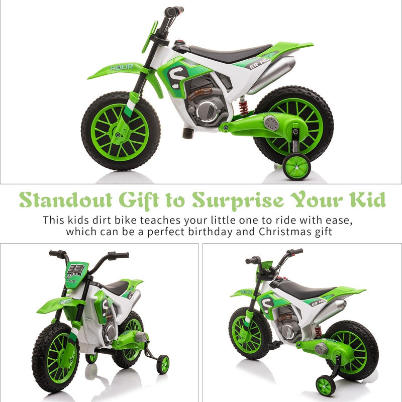 TOBBI Kids Electric Motorbike with Training Wheels - Perfect Gift for Young Riders