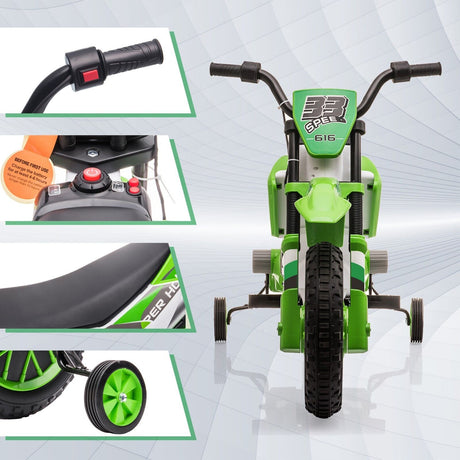 TOBBI Kids Electric Motorbike with Training Wheels - Perfect Gift for Young Riders