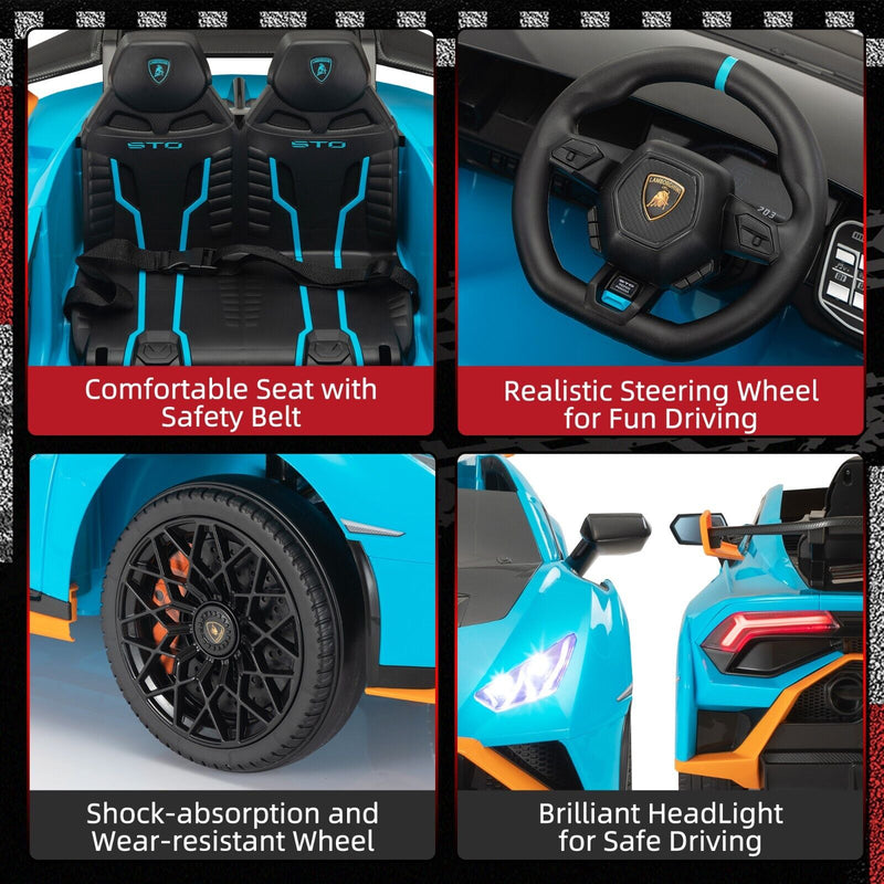 TOBBI Licensed Lamborghini STO 12V Electric Ride On Car with Remote Control for Kids