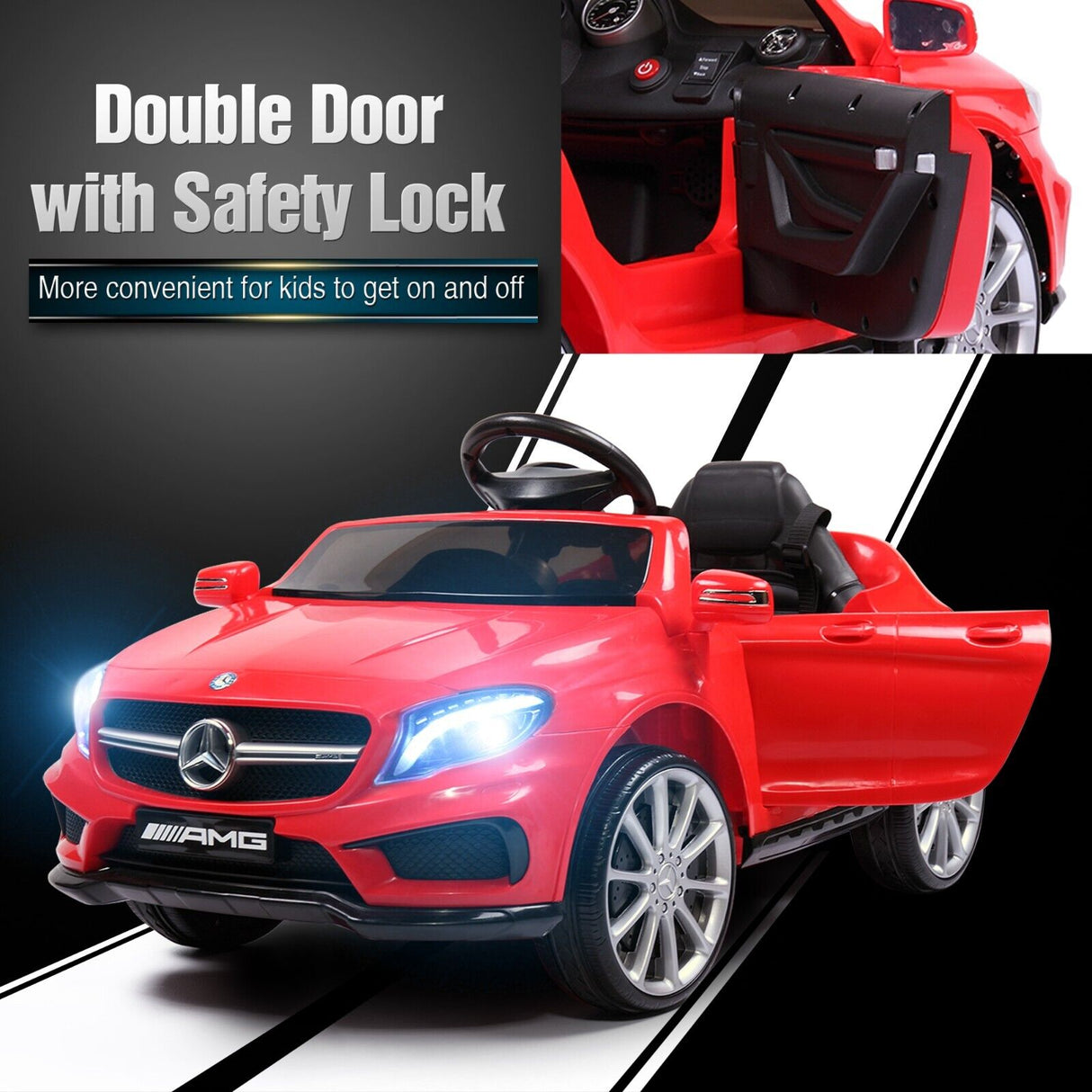 TOBBI Licensed Mercedes Benz Ride-On Car for Kids with Remote Control and Opening Doors - Red