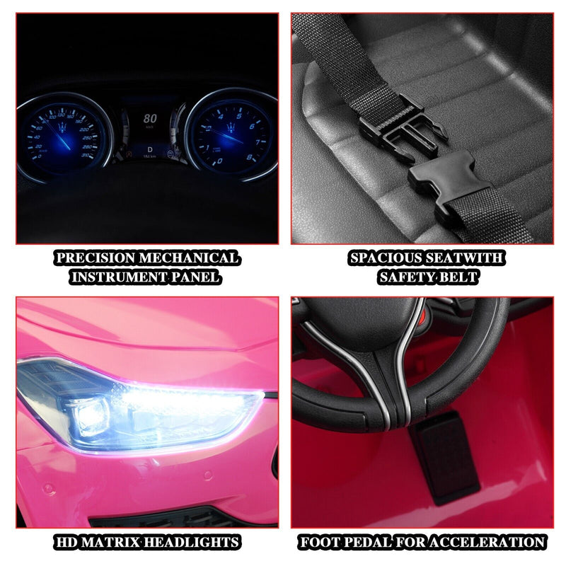 TOBBI Licensed Maserati Gbili 12V Battery Powered Ride-on Toy Car for Kids with Remote Control - Pink