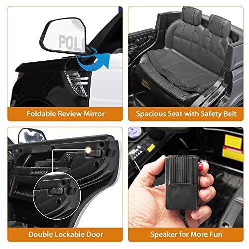 12V Battery-Powered Electric Police Ride-On Car for Kids