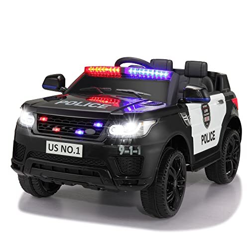 12V Battery-Powered Electric Police Ride-On Car for Kids