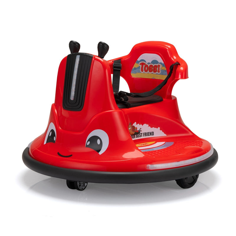 360° Spinning Ride-On Bumper Car for Kids with Remote Control and LED Lights, Red
