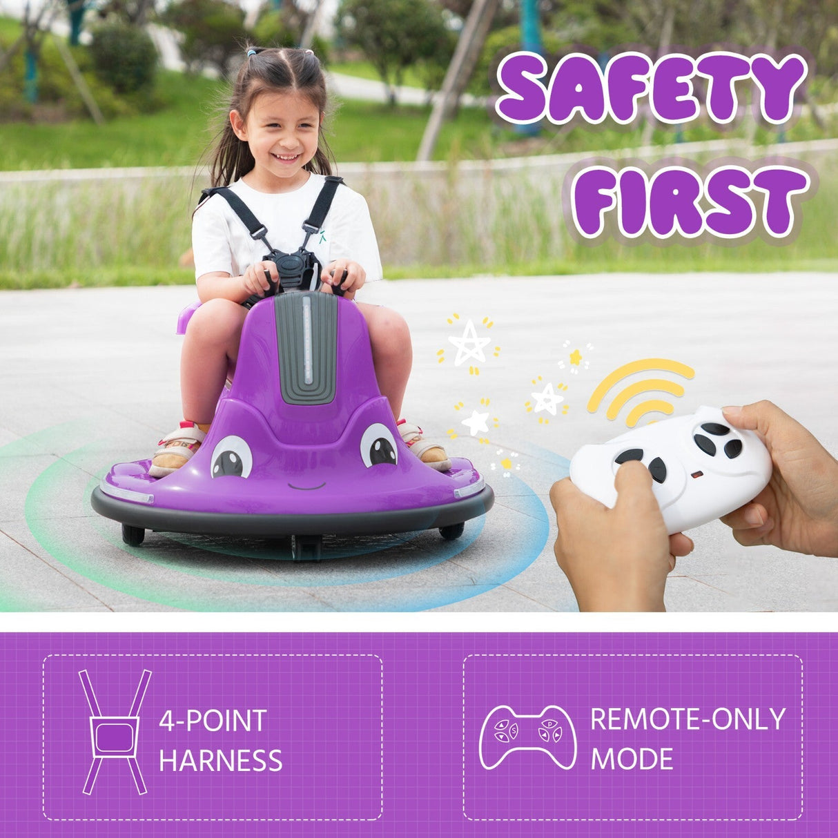 12V Electric Snail Bumper Ride-On Toy Car Battery Powered for Kids