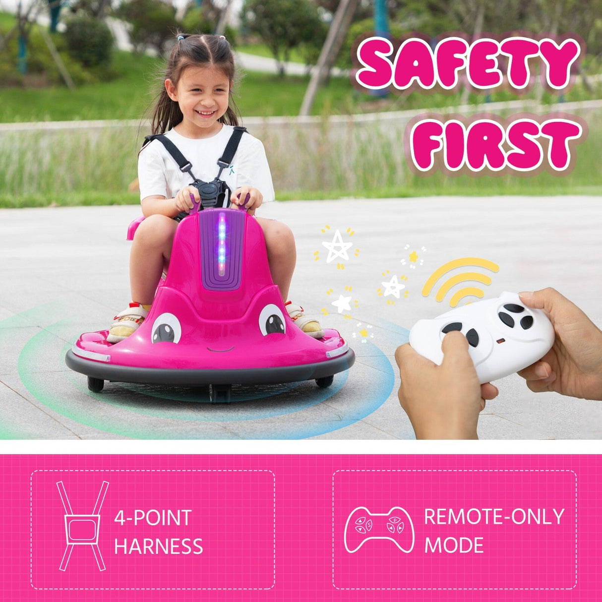 12V Electric Snail-Shaped Ride-On Car for Toddlers with 360° Rotating Bumper