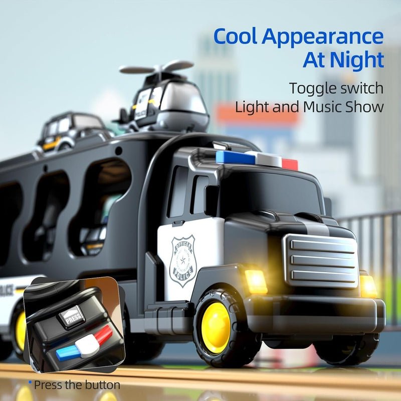 5-in-1 Police Truck Playset for Toddlers with Light and Sound Features