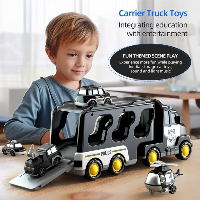 5-in-1 Police Truck Playset for Toddlers with Light and Sound Features