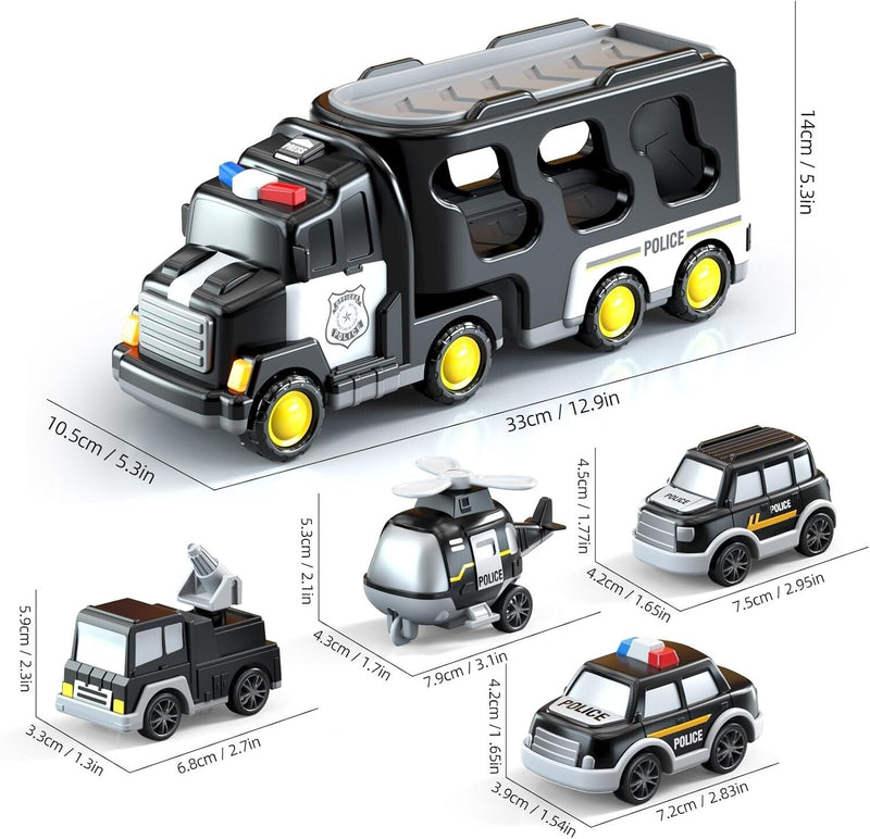 5-in-1 Police Truck Playset for Toddlers with Light and Sound Features