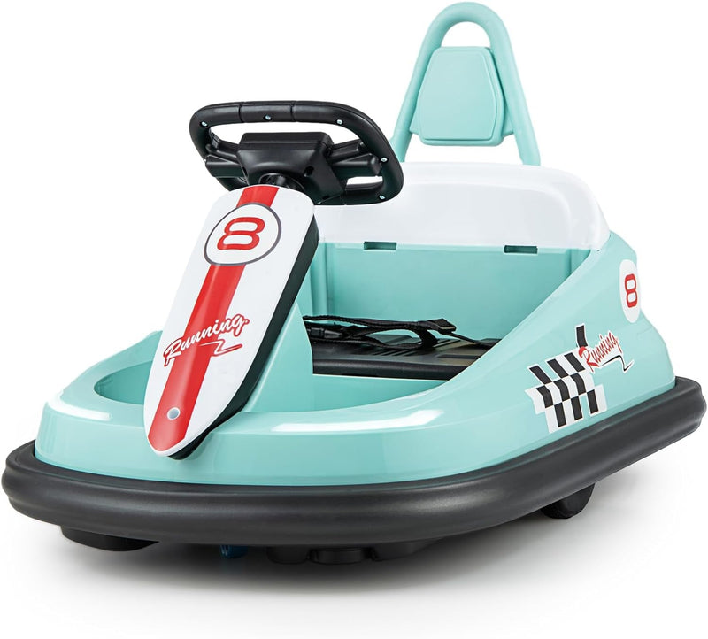 Battery-Powered Toddler Ride-On Bumper Car with Steering Wheel and Bumping Feature