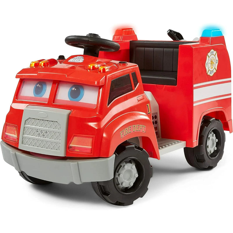 6V Battery-Powered Toddler Fire Truck with Sound Effects for Ages 1.5+