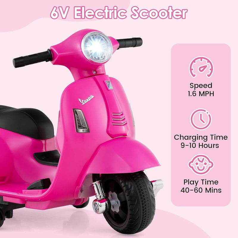 Licensed Vespa Toddler Ride-On Motorcycle with Training Wheels