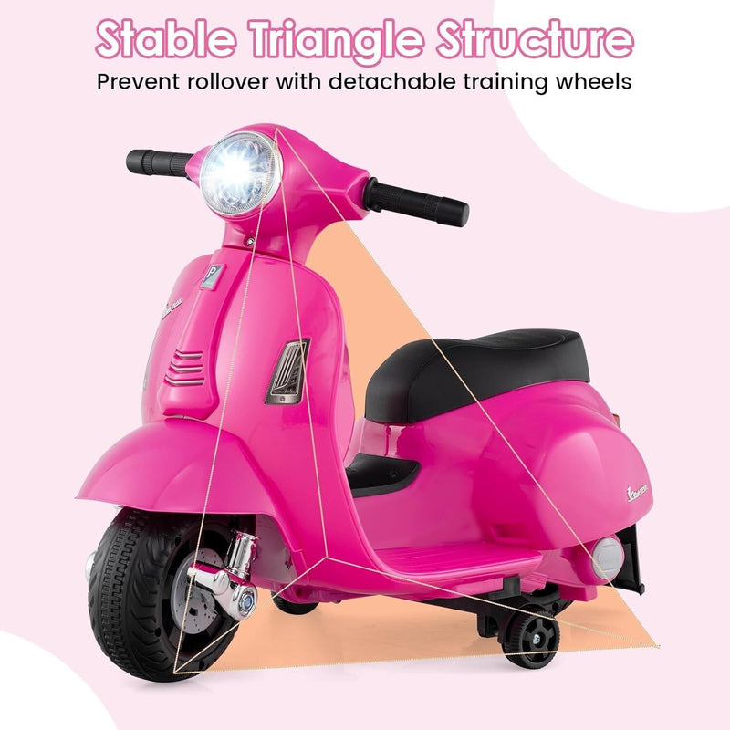 Licensed Vespa Toddler Ride-On Motorcycle with Training Wheels