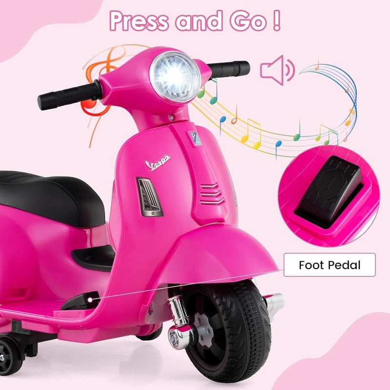 Licensed Vespa Toddler Ride-On Motorcycle with Training Wheels