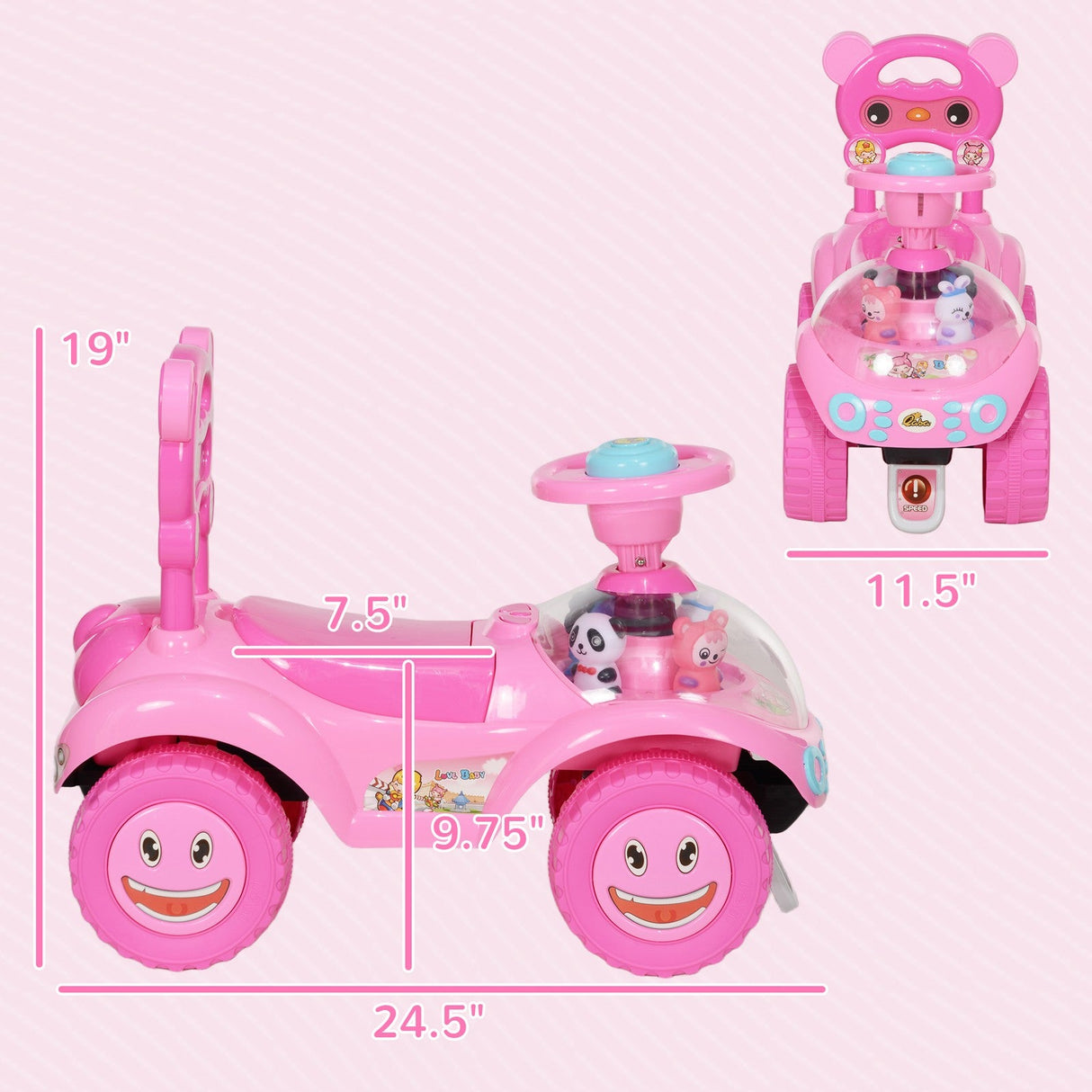 Toddler Push Ride-On Foot-to-Floor Sliding Car for Kids Pink