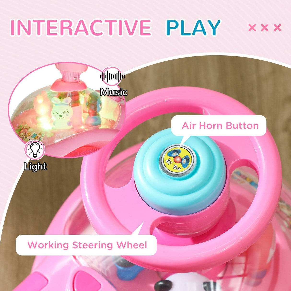 Toddler Push and Ride Foot-to-Floor Sliding Car for Kids Pink
