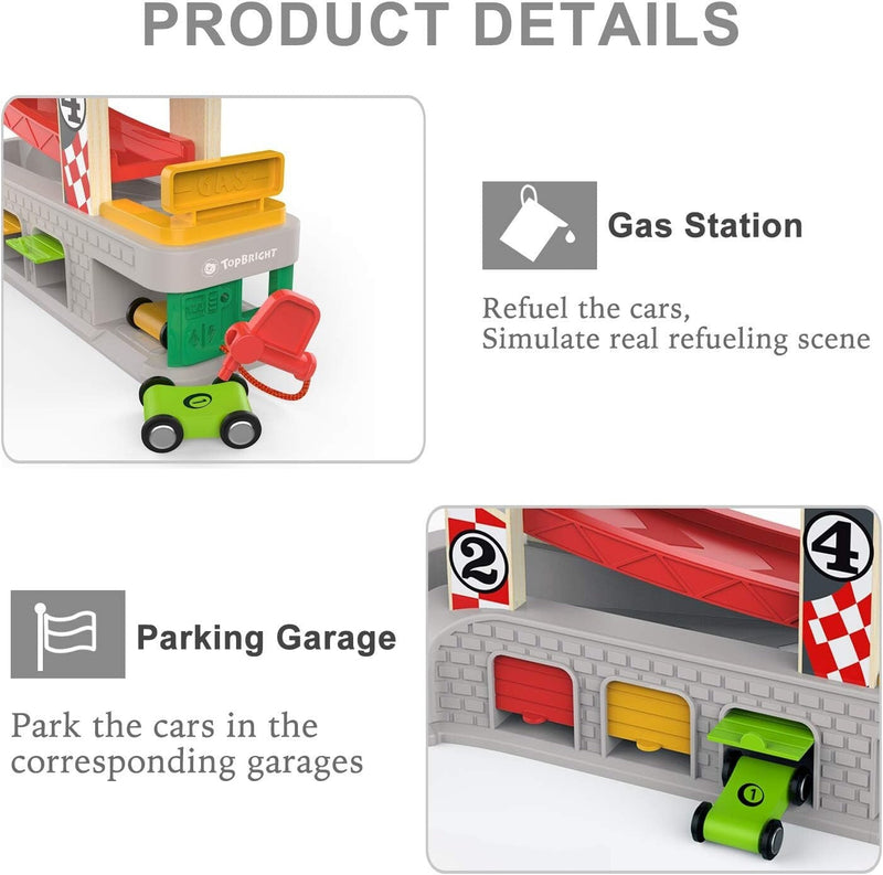 Toddler Race Track Set with Four Cars Promotes Cooperative Play and Learning