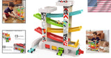 Toddler Race Track Toy with 4 Wooden Cars Montessori Learning Playset