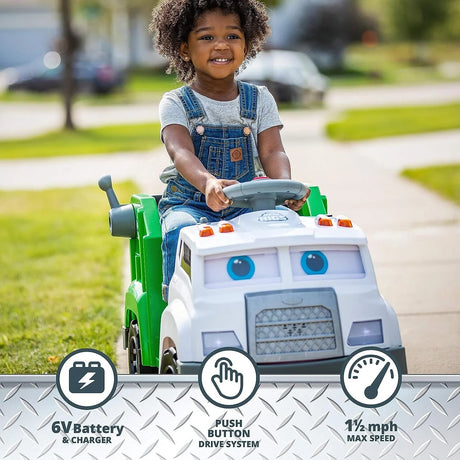 6V Battery-Powered Toddler Recycling Truck with Sound Effects for Ages 1.5+