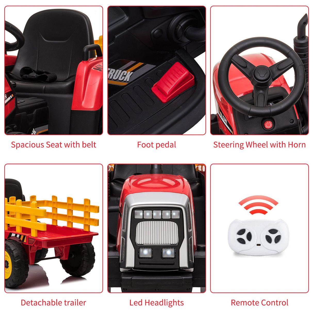Electric Remote Control Ride-On Car for Toddlers Ages 3-6 Battery Powered