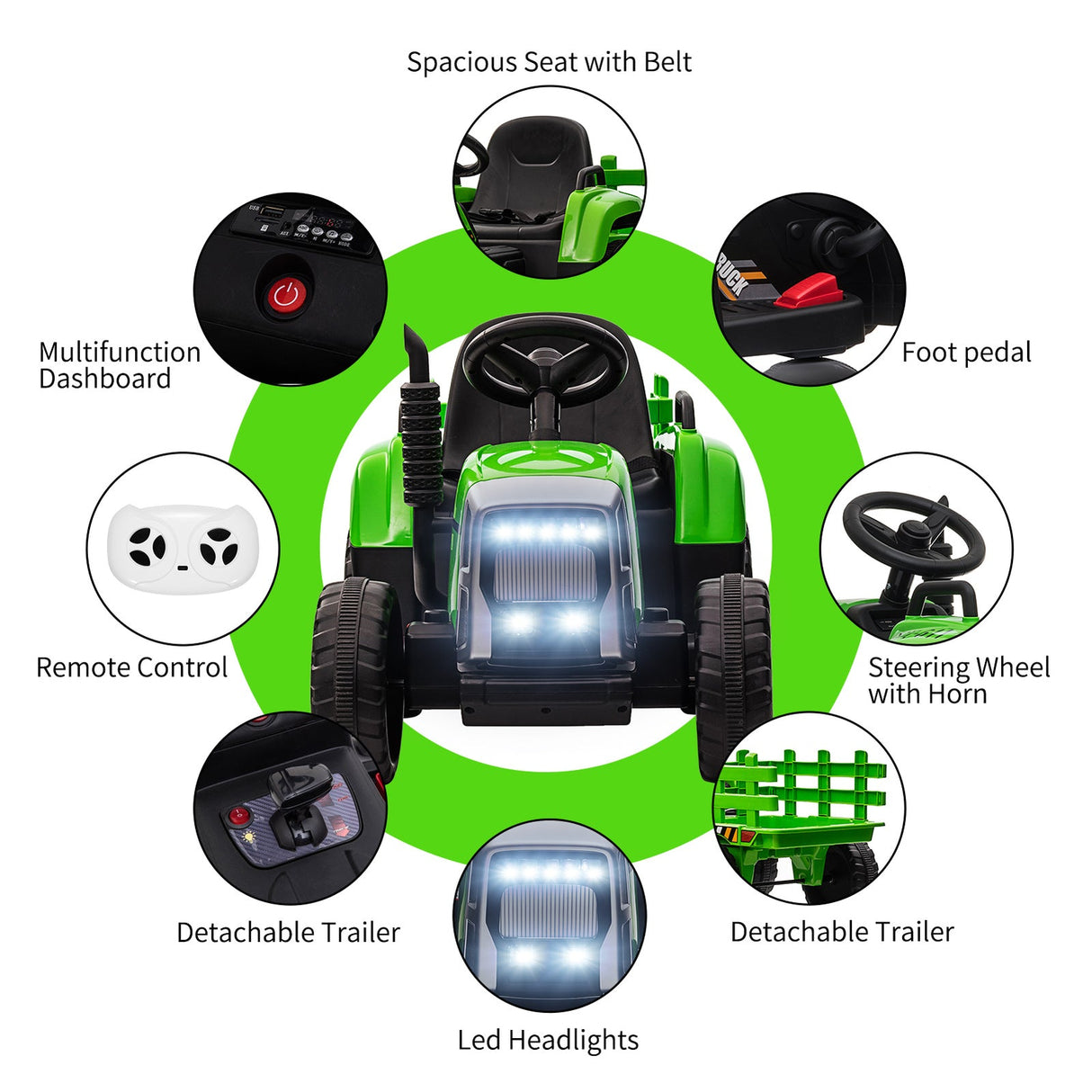 Electric Remote Control Ride-On Car for Toddlers Ages 3-6 Battery Powered