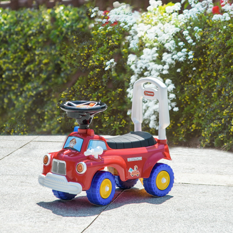 Toddler Ride-On Fire Truck with Music, Horn, and Under-Seat Storage in Red
