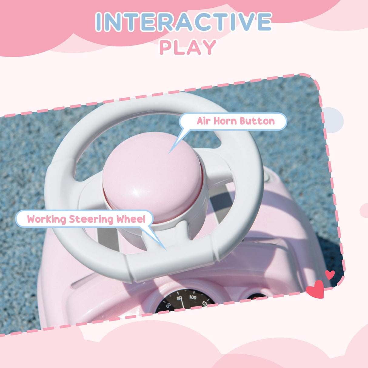 Toddler Ride-On Foot-to-Floor Sliding Car Toy in Pink