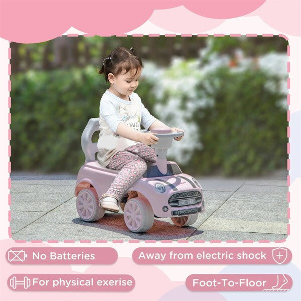 Pink Toddler Ride-On Toy with Horn and Safety Features for Ages 18-36 Months