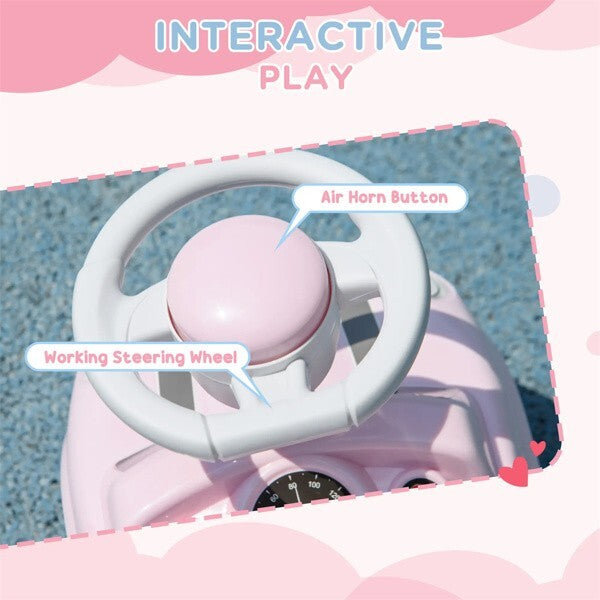 Toddler Ride-On Toy with Horn and Safety Features Interactive Fun for 18-36 Months Pink