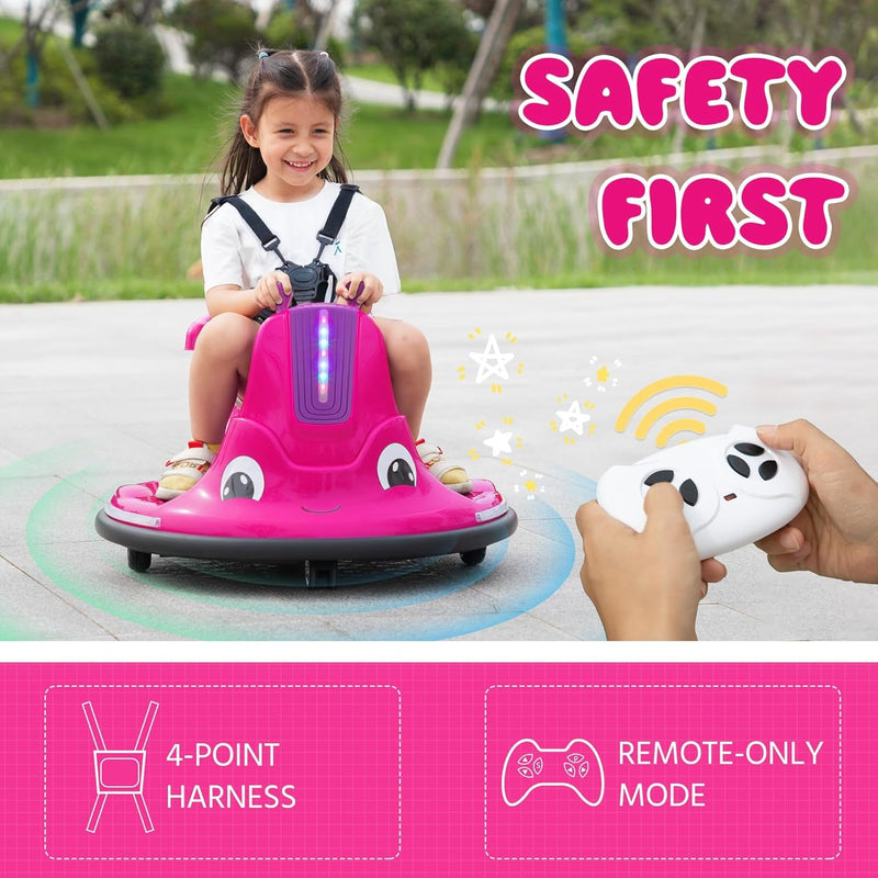 12V Electric Snail-Shaped Ride-On Bumper Car for Toddlers with Remote Control