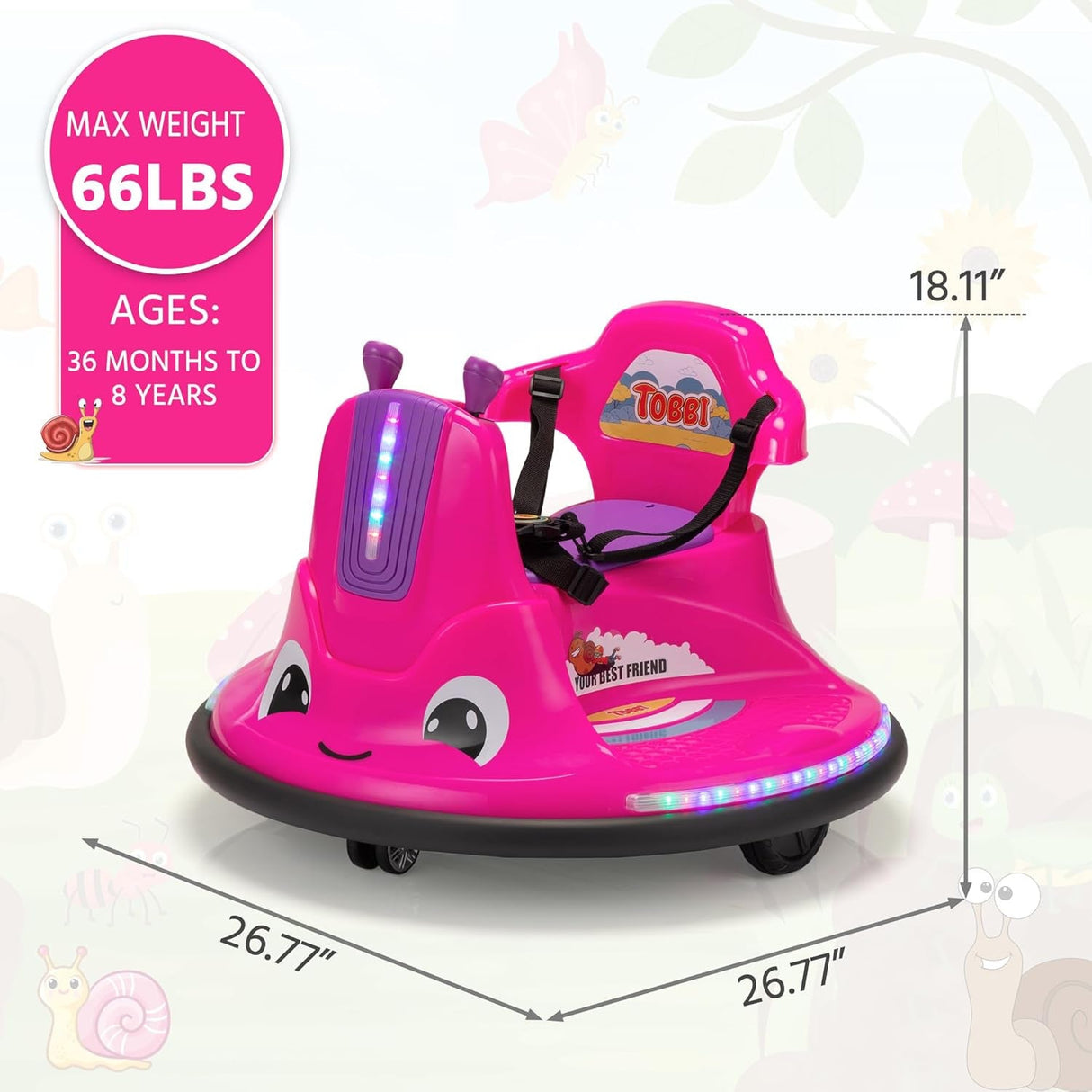12V Electric Snail-Shaped Ride-On Car for Toddlers with Remote Control and Safety Bumper