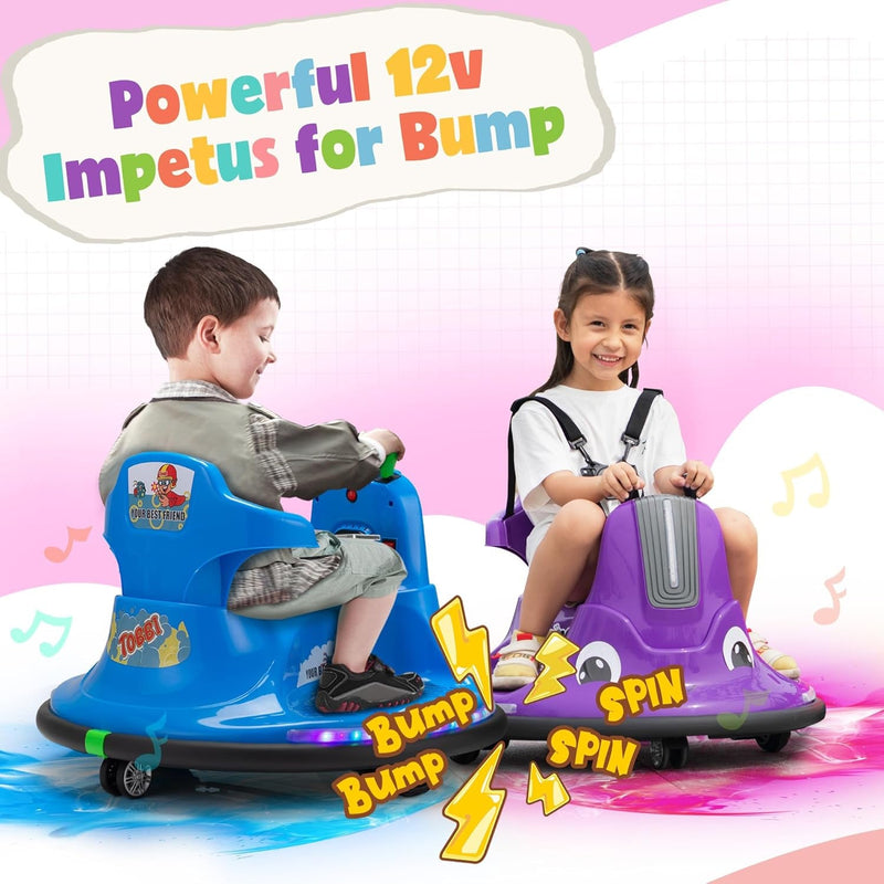 12V Electric Snail-Shaped Ride-On Bumper Car Toy for Toddlers with Remote Control