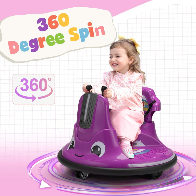 12V Electric Snail-Shaped Ride-On Bumper Car Toy for Toddlers with Remote Control