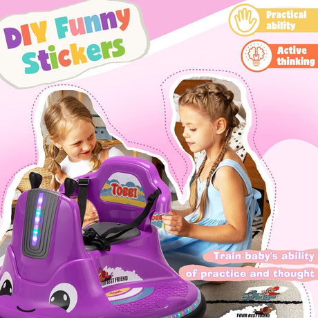 12V Electric Snail-Shaped Ride-On Bumper Car for Toddlers with Remote Control