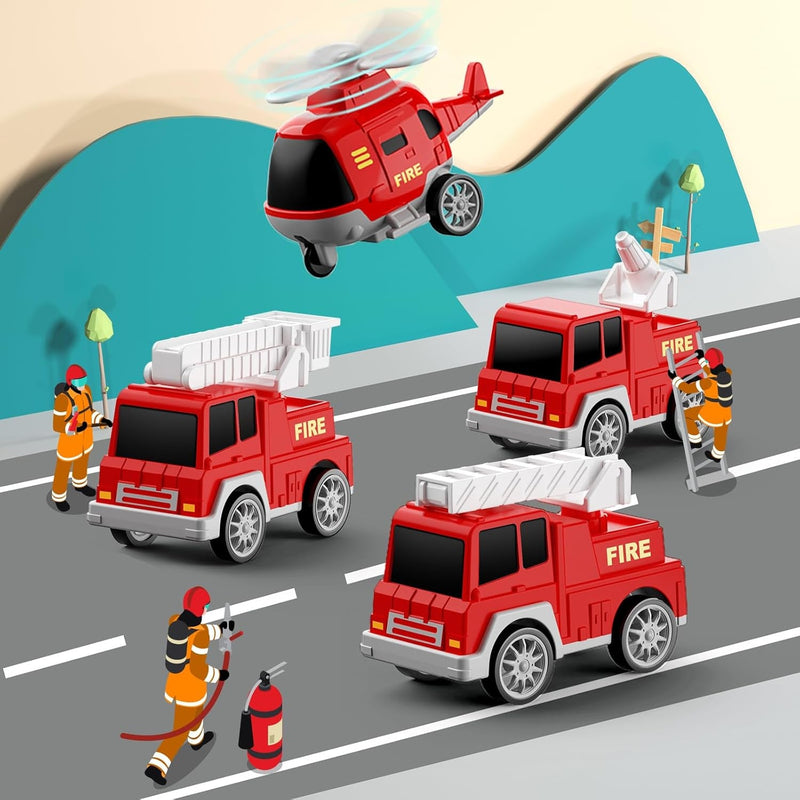 5-in-1 Friction Power Fire Truck Toy Vehicle for Kids Ages 3-9