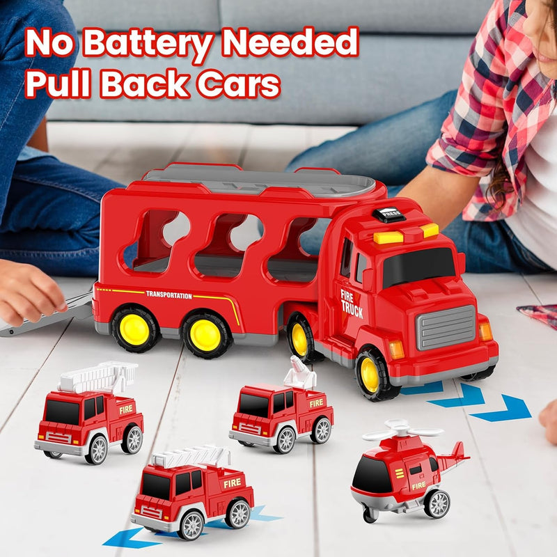 5-in-1 Friction Power Fire Truck Toy Vehicle for Kids Ages 3-9