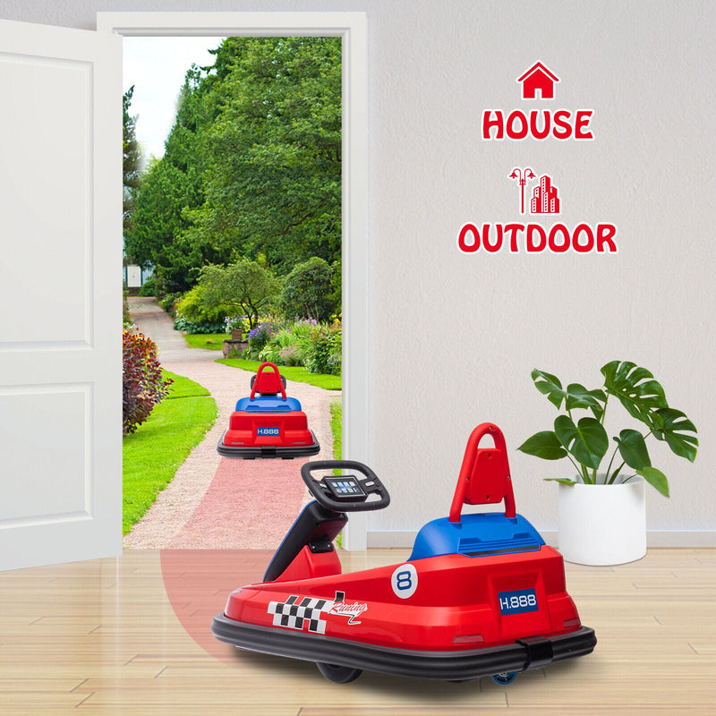 Toddler and Kids Ride-On Bumper Car with 360° Spin, 2 Speeds, Safety Belts, and Lights